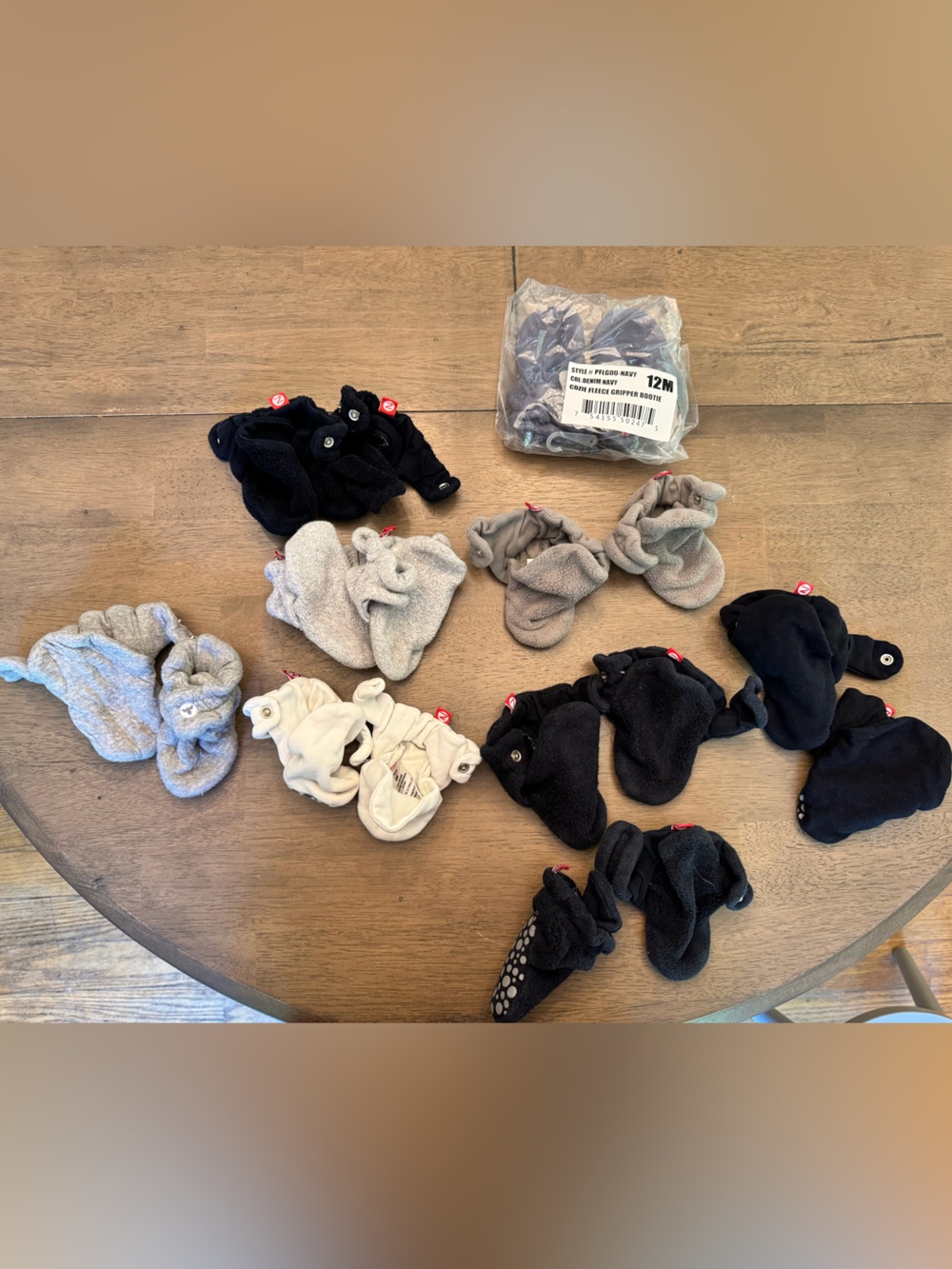 Qty 8 Zutano Baby Booties Haul - Black, Gray, Cream - Various Sizes see descript